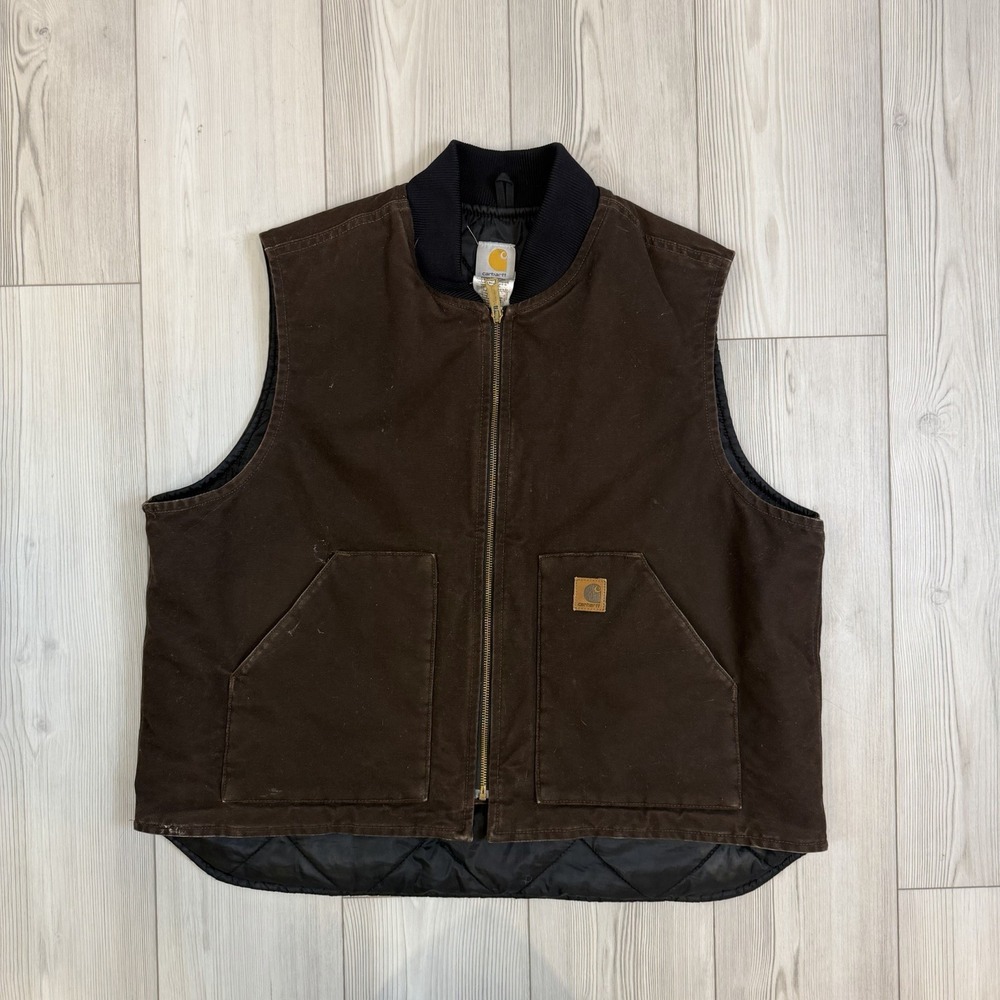 VTG Y2K Carhartt V02 DKB Canvas Work Vest Men's Size 2XL Reg‎ Nice Wear & Fade